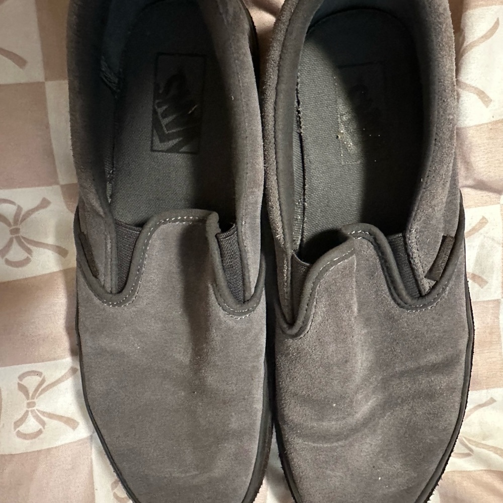 Grey Suede Platform Slip On Vans Size 10